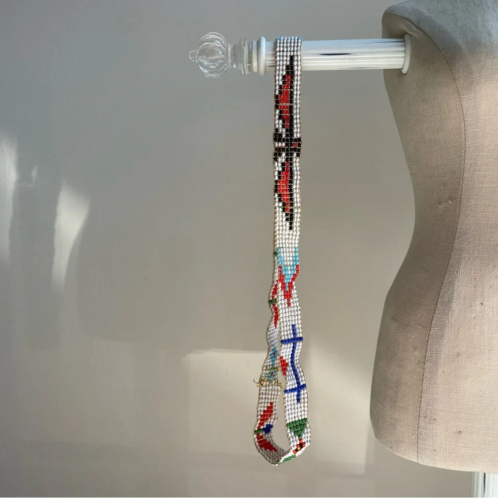 Vintage Handmade Native American Multi Color Seed Bead Stretch Headband